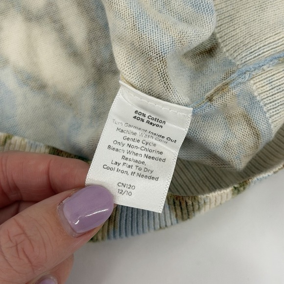 Talbots Sz L Floral V Neck‎ Short Sleeve Cardigan Embroidered Beaded Classic - Picture 6 of 7